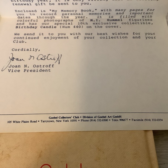 Vtg. 1986 Goebel Collector's Club M.J. Hummel My Memory Book Plus Bonus Letter - Picture 5 of 16